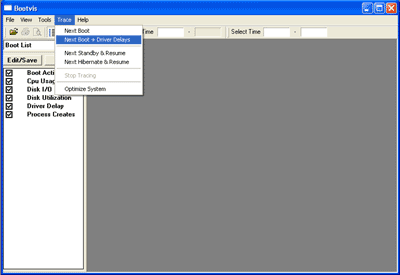 Choisissez Trace, et Next boot + Driver delays