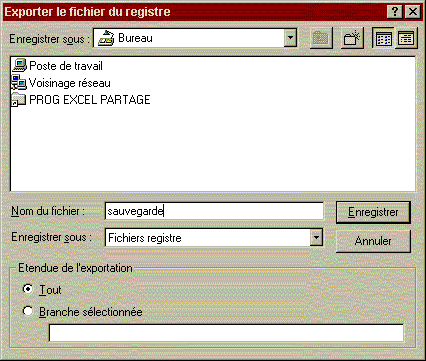 Sauvegarder le registre